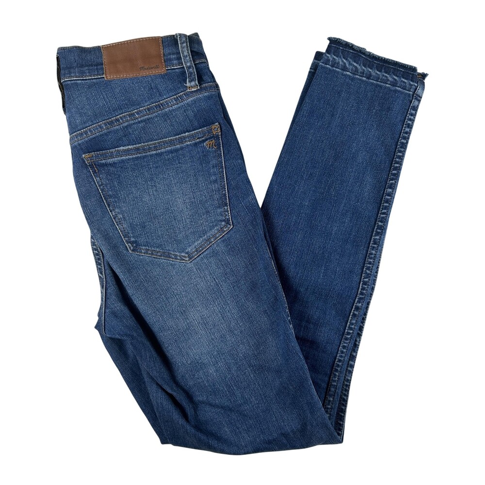 Madewell 10 Inch Skinny Jeans Womens 25 Blue Stretch Denim Distressed Button Fly